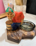 1950s Wooden and Glass Gag Gift Ashtray