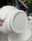 Large White Ceramic Teapot and Bowl With Floral Details