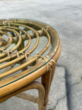 Boho Chic Wicker Side Table With Glass Top