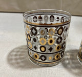 Pair of 1970s Georges Briard Gold, Black, and White Lowball Glasses