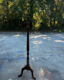 Vintage MCM Tall Wooden Coat Rack With Brass Hooks