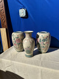 Asian Painted Vase Trio