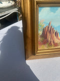 Small Gold Framed Tree Stump Painting on Canvas, Signed by the Artist