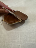 Small Brown Leather Kiss Lock Clutch