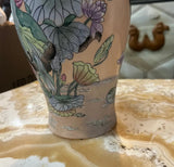Asian Style Vintage Ceramic Pink Floral Vase