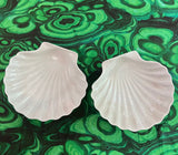 Pair of White Ceramic Seashell Plates