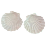 Pair of White Ceramic Seashell Plates