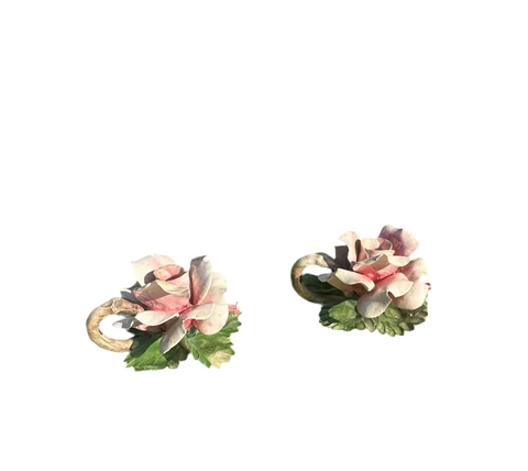 Pair of Ceramic Floral Candlestick Holders