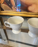 Pair of White Ceramic Petite Mugs