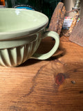 Green Ceramic Mixing Bowl With Handle and Pouring Spout