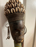 Pair of African Hand Carved and Beaded Sculptural Statues