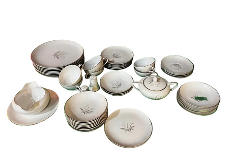 Vintage Golden Rhapsody Plate Set- 47 Pieces