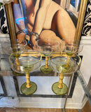 Plastic Margarita Glasses With Bamboo Stems- Set of 5
