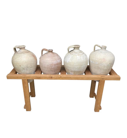 Late 19th Century Mediterranean Olive Jugs With Stand - 5 Piece Set