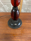 Modern Amber Colored Glass Black Metal Table Lamp