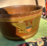 Large Wooden Round Basket With Eagle Accents