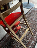 Red Wooden Vintage Step Stool Convertible Chair