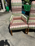 Collection of Colorful Patterned Dining Chairs- Set of 6 With 2 Captains Chairs