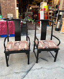 Pair of Black Painted Cushioned Kings Dining Chairs