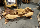 1970s Rare Wooden Hand Carved Crab Coffee Table
