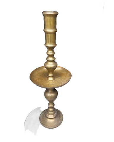 1970s Large Brass Detailed Candleholder