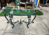 French Ironwork Console Table With Glass Top