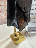 Small Back Faux Gator Skin Liz Claiborne Hand Bag With Chain Accents