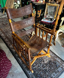 Wooden and Leather Handmade Rocking Chair With Costa Rica Birds Design