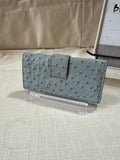 Small Light Blue Faux Ostrich Skin Wallet