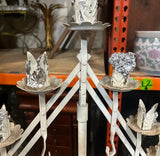 Large White Metal Standing Candle Holder
