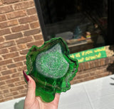 Collection of Green Glass Leaf Dishes- Set of 4