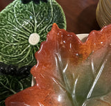 Vintage Orange Ceramic Leaf Ashtray/Catchall