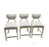 White Wooden Barstools Trio With Cushions- Needs Reupholstery
