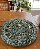 Vintage Malachite Mayan Crushed Stone Calendar