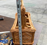 Hand Woven Wicker and Bamboo Desk Organizing Basket