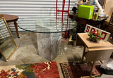 Geometric Marble Table and Scalloped Glass Top