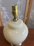 Vintage White Ceramic Table Lamp with Silver Base