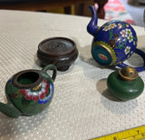 Miniature Cloisonné Set of Teapot and Vase