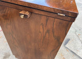 1970s Thomasville Campaign Style Walnut Bar Cart With Cabinet and Extendable Flip Top