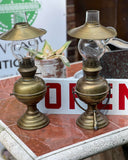 Antique Brass Hurricane Oil Lanterns- a Pair