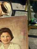 Vintage Portrait Painting of a Woman on Canvas, Signed by the Artist
