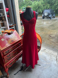 Vintage Calvin Klein Red Silk Floor Length Dress- Size 4