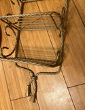Twisted Metal Brass Mini Hanging Wall Shelf With Tassel Accents