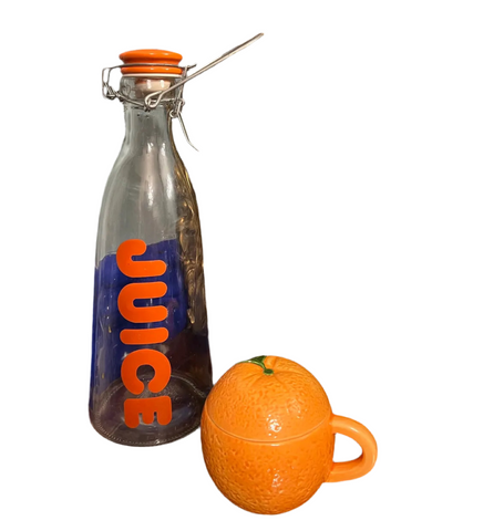 Orange Juice Jar and Matching Teacup With Lid