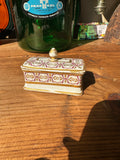 Small Ceramic Catchall With Matching Lid and Gold Accents