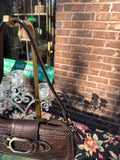 Small Brown Leather Buckle Hand Bag