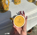 Collection of Yellow Ceramic Measuring Cups With Eagle Accents- Set of 6