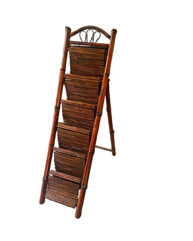 Vintage Standing Bamboo Magazine Rack