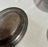Trio of Silver Serving Bowls and Tray With Etched Rims