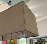 Mid 20th Century Rectangular Minimalist Linen Chandelier With Double Bulb